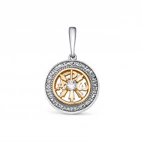 Подвеска из черненого серебра Иордань Р-П-334 Хризма с фианитом Р-П-334 Хризма фото